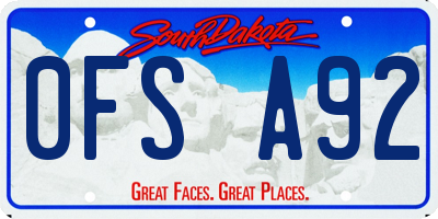 SD license plate 0FSA92