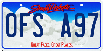 SD license plate 0FSA97