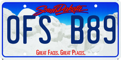 SD license plate 0FSB89