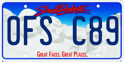 SD license plate 0FSC89