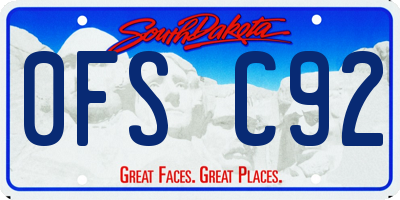 SD license plate 0FSC92