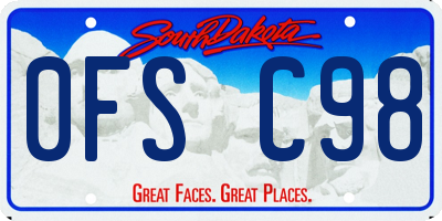 SD license plate 0FSC98