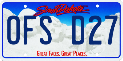 SD license plate 0FSD27
