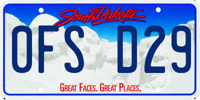 SD license plate 0FSD29