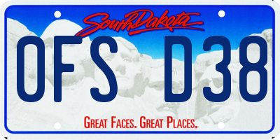SD license plate 0FSD38