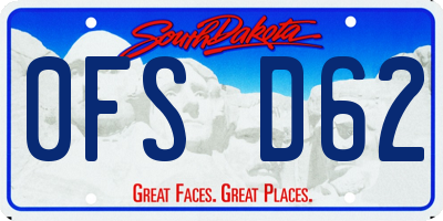 SD license plate 0FSD62