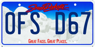 SD license plate 0FSD67