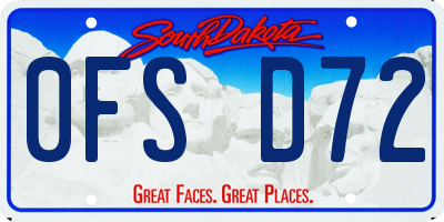 SD license plate 0FSD72