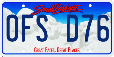 SD license plate 0FSD76