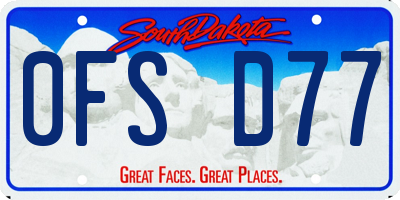SD license plate 0FSD77