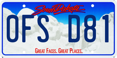 SD license plate 0FSD81