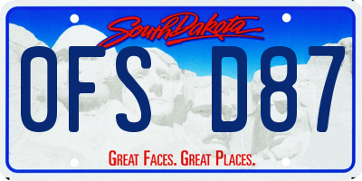 SD license plate 0FSD87