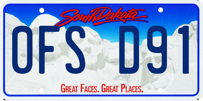 SD license plate 0FSD91