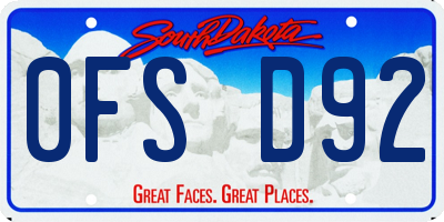SD license plate 0FSD92