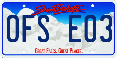 SD license plate 0FSE03