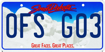 SD license plate 0FSG03