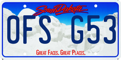 SD license plate 0FSG53