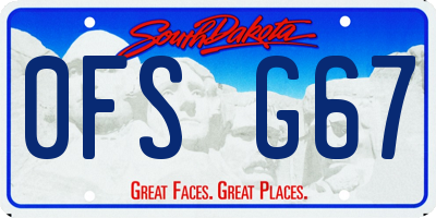 SD license plate 0FSG67