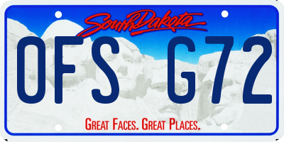 SD license plate 0FSG72