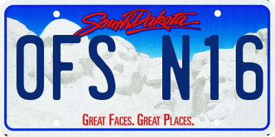 SD license plate 0FSN16