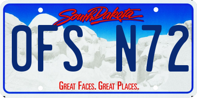SD license plate 0FSN72