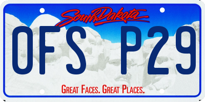 SD license plate 0FSP29
