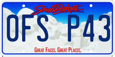 SD license plate 0FSP43