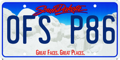 SD license plate 0FSP86