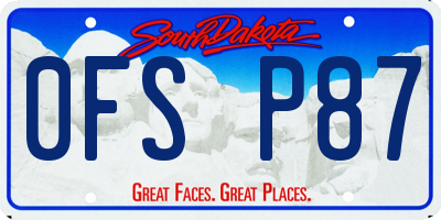 SD license plate 0FSP87