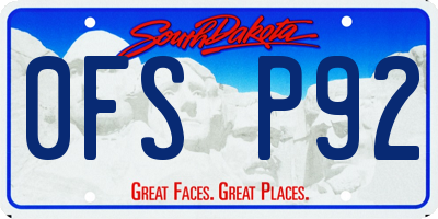 SD license plate 0FSP92