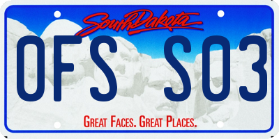 SD license plate 0FSS03