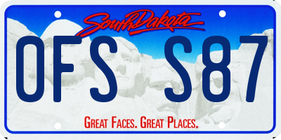 SD license plate 0FSS87