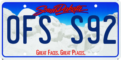 SD license plate 0FSS92