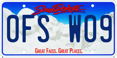 SD license plate 0FSW09