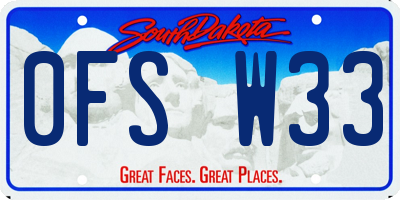 SD license plate 0FSW33