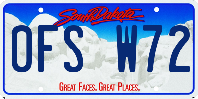 SD license plate 0FSW72