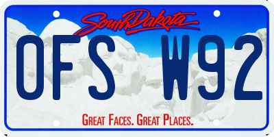 SD license plate 0FSW92