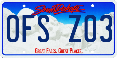 SD license plate 0FSZ03