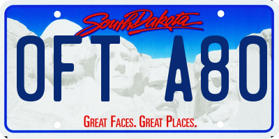 SD license plate 0FTA80