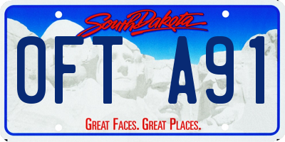 SD license plate 0FTA91