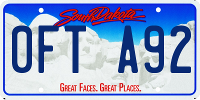 SD license plate 0FTA92