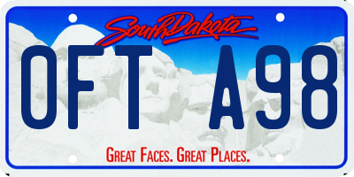 SD license plate 0FTA98