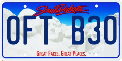 SD license plate 0FTB30