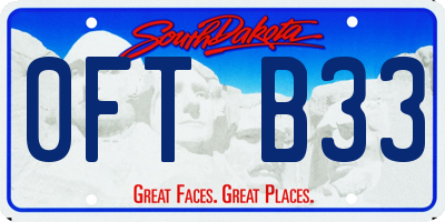 SD license plate 0FTB33