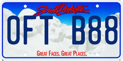 SD license plate 0FTB88
