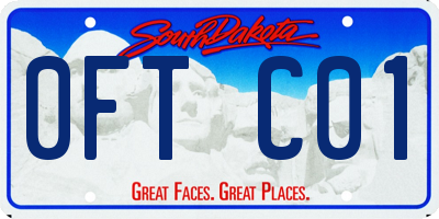 SD license plate 0FTC01