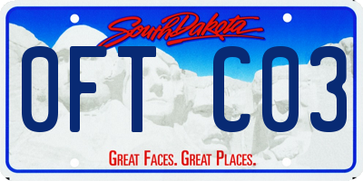 SD license plate 0FTC03