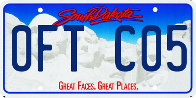 SD license plate 0FTC05