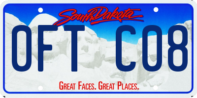 SD license plate 0FTC08
