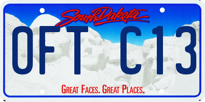 SD license plate 0FTC13
